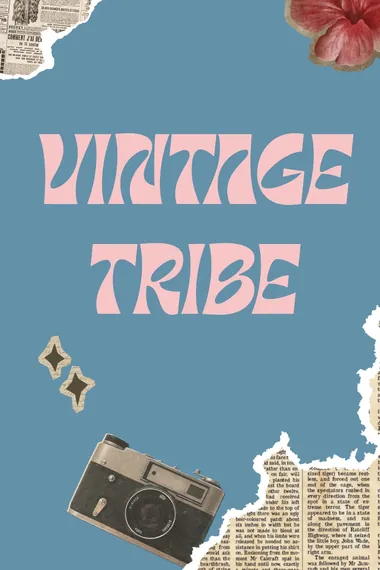 Vintage style world cover: retro camera and newspaper collage